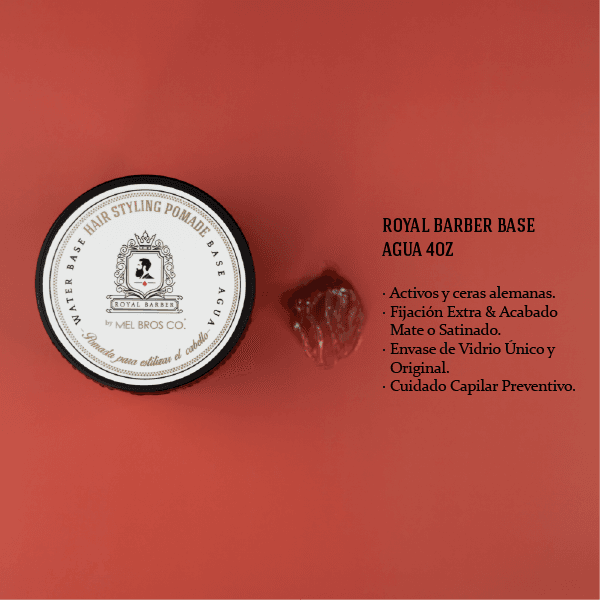 Pomada Base Agua Royal Barber 4oz | Aceite de Cedro + Formula Alemana + Activos y Ceras Naturales 4
