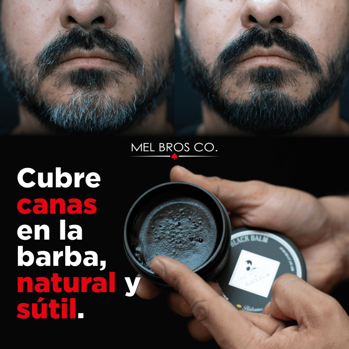 Bálsamo Negro para Barba 2.7oz | Cubre canas + Pigmento Mineral 100% Natural + Estiliza & Moldea 2
